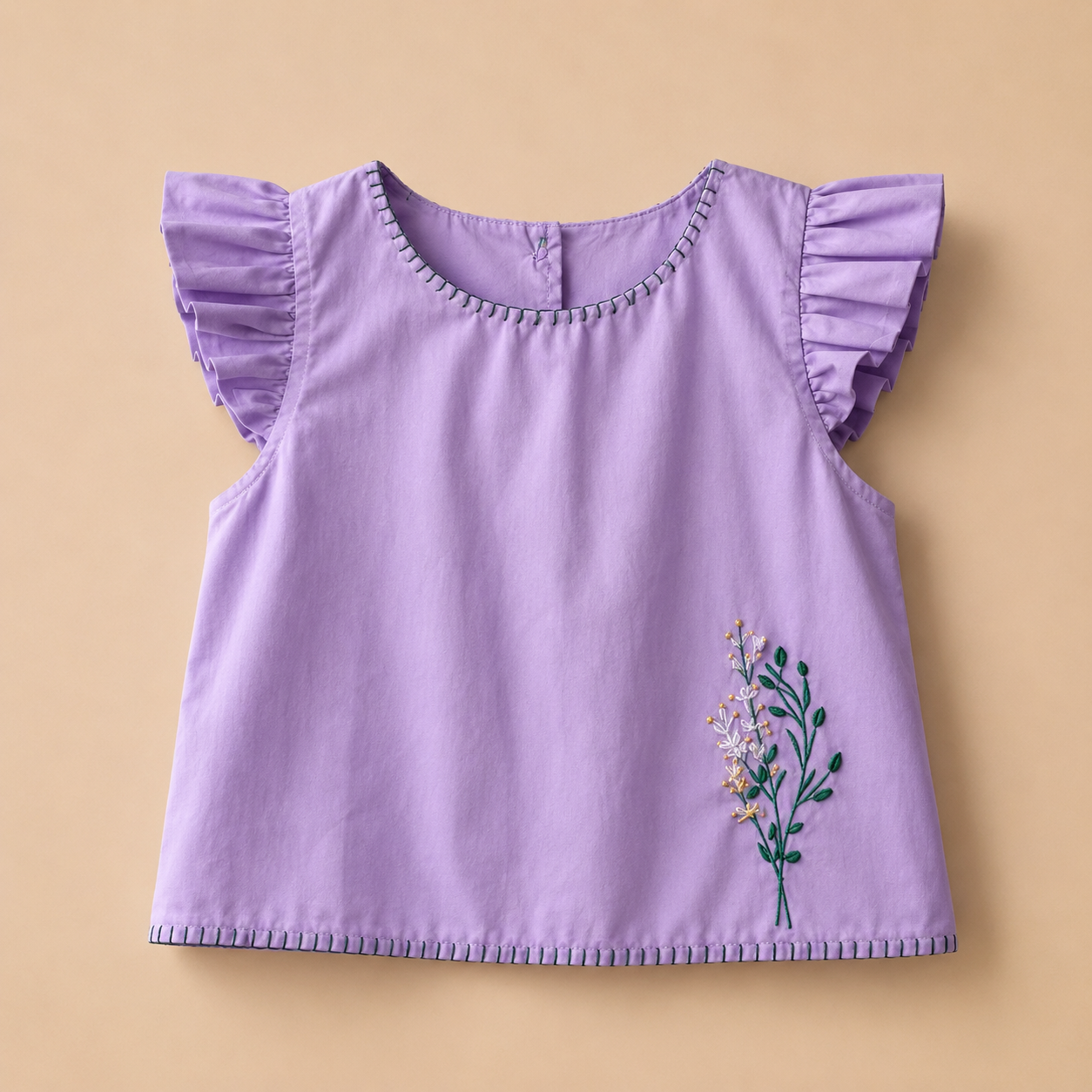 Top Lila con Bordado Floral
