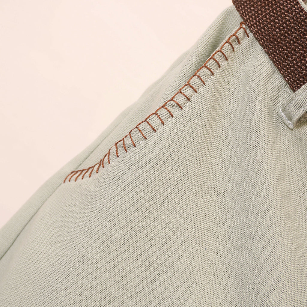 Pantalón de lino Menta con bordado a mano