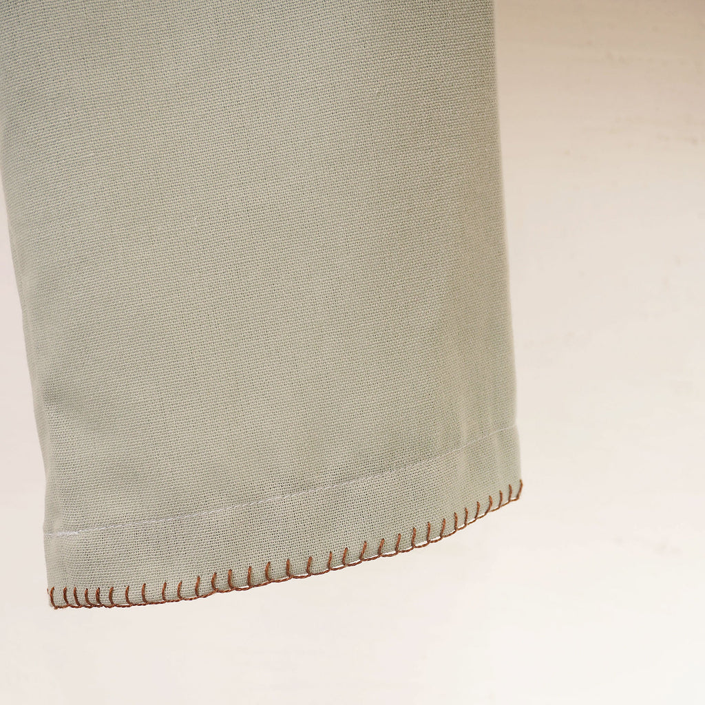 Pantalón de lino Menta con bordado a mano