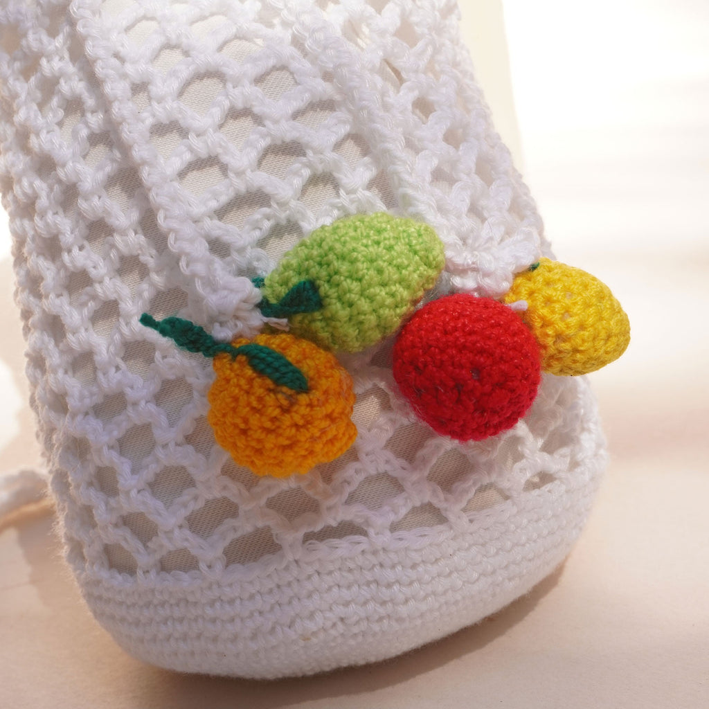 Bolso pequeño Blanco Frutas en crochet