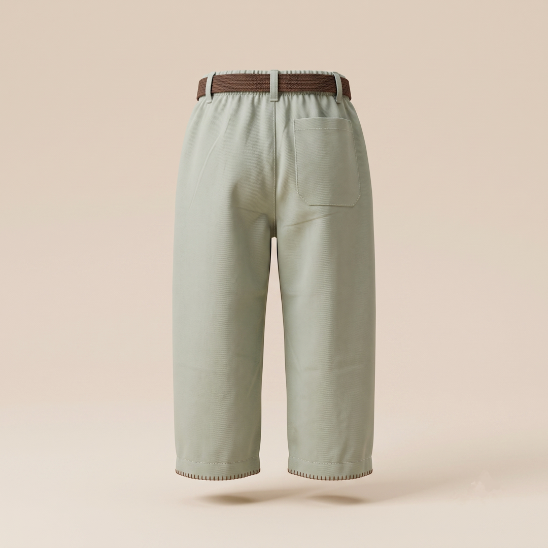 Pantalón de lino Menta con bordado a mano