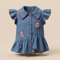 Camisa de jean bordada Top Jean Encaje