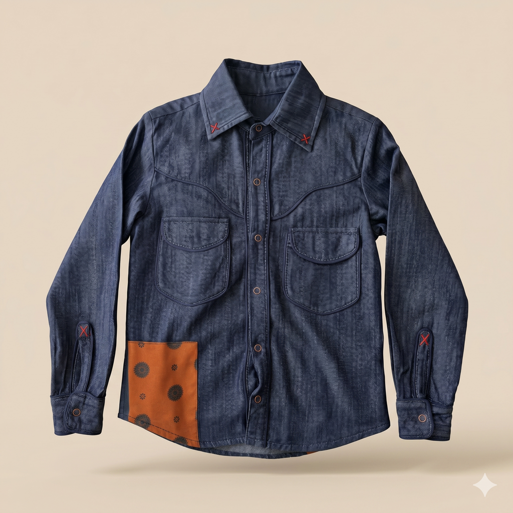 Camisa Jean Manga Larga Niño