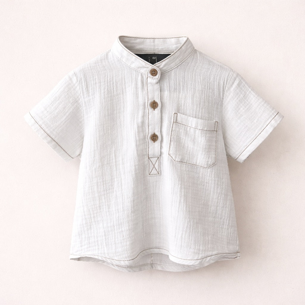 Camisa blanca de gasa de algodón